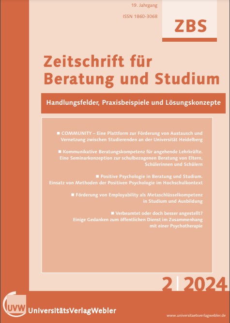 Verbeamtet oder doch besser angestellt? Einige Gedanken zum öffentlichen Dienst im Zusammenhang mit einer Psychotherapie, in: Zeitschrift für Beratung und Studium 2-2024